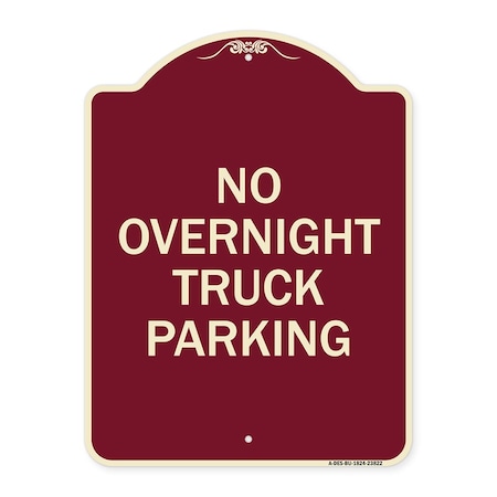 Signmission No Overnight Truck Parking Heavy-Gauge Aluminum Architectural Sign, 24" x 18", BU-1824-23822 A-DES-BU-1824-23822